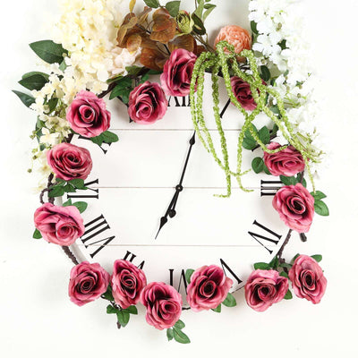 6ft Dusty Rose Artificial Silk Rose Hanging Flower Garland Faux Vine - Linen Luxes