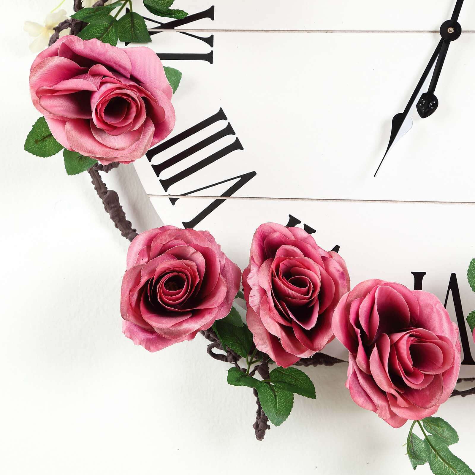 6ft Dusty Rose Artificial Silk Rose Hanging Flower Garland Faux Vine - Linen Luxes