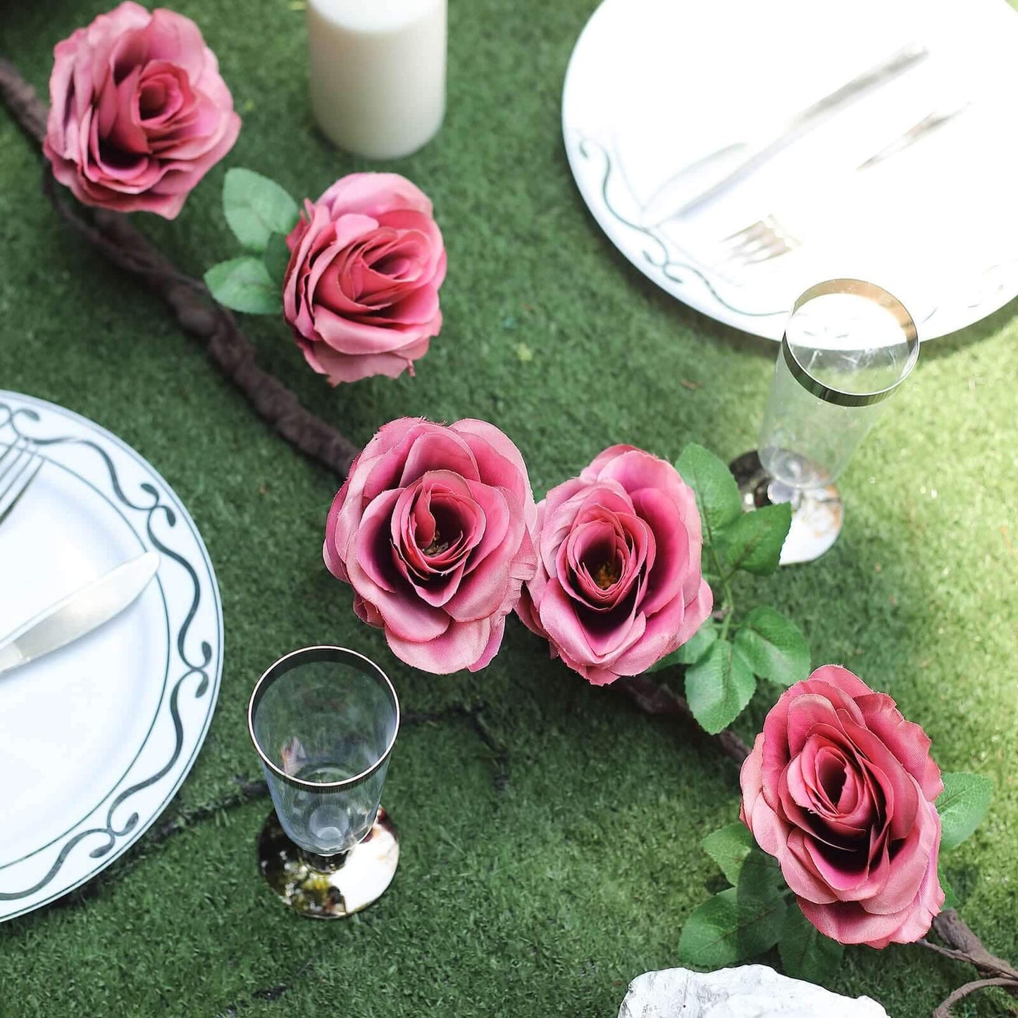 6ft Dusty Rose Artificial Silk Rose Hanging Flower Garland Faux Vine - Linen Luxes