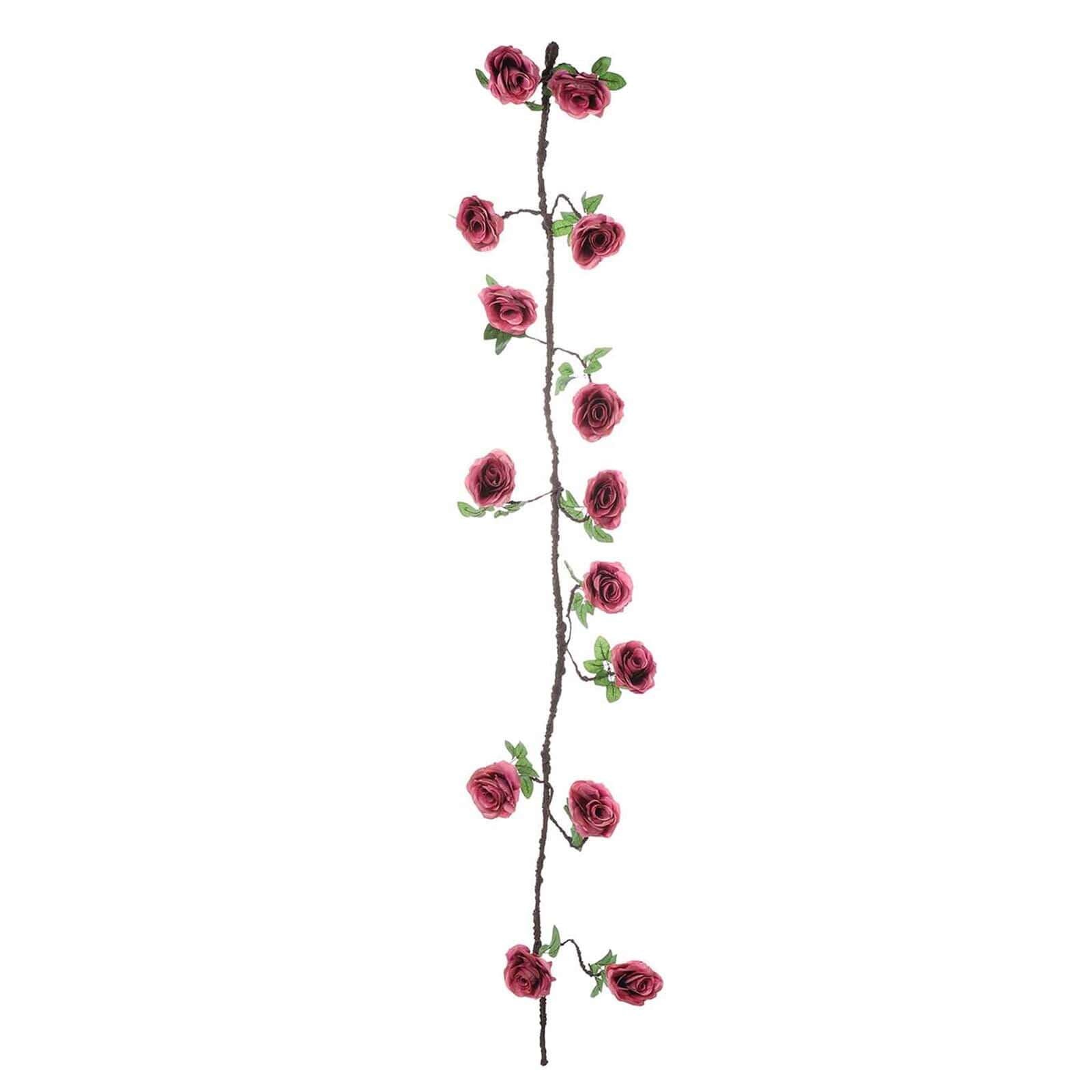 6ft Dusty Rose Artificial Silk Rose Hanging Flower Garland Faux Vine - Linen Luxes