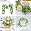 6ft Green Ivory Artificial Eucalyptus Leaf, Rose Flower Garland Vine - Linen Luxes