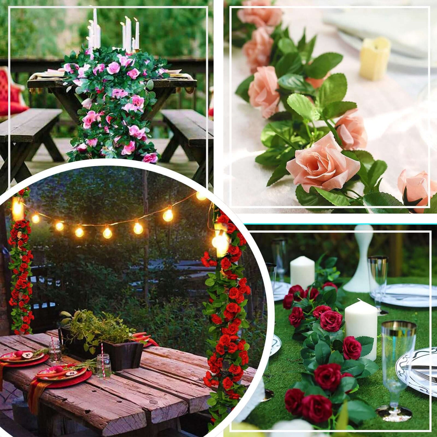 6ft Lavender Lilac Artificial Silk Rose Garland UV Protected Flower Chain - Linen Luxes