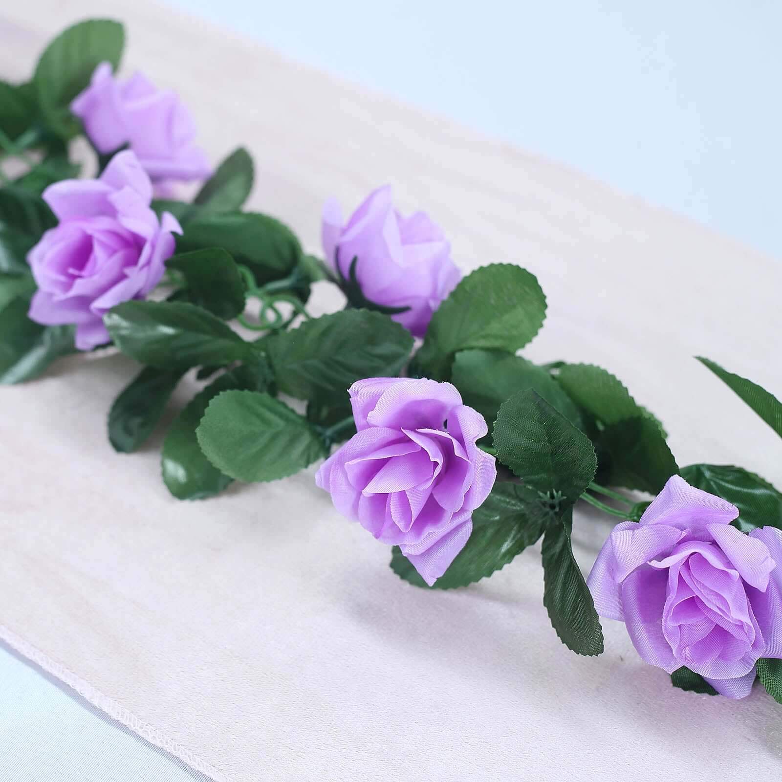 6ft Lavender Lilac Artificial Silk Rose Garland UV Protected Flower Chain - Linen Luxes