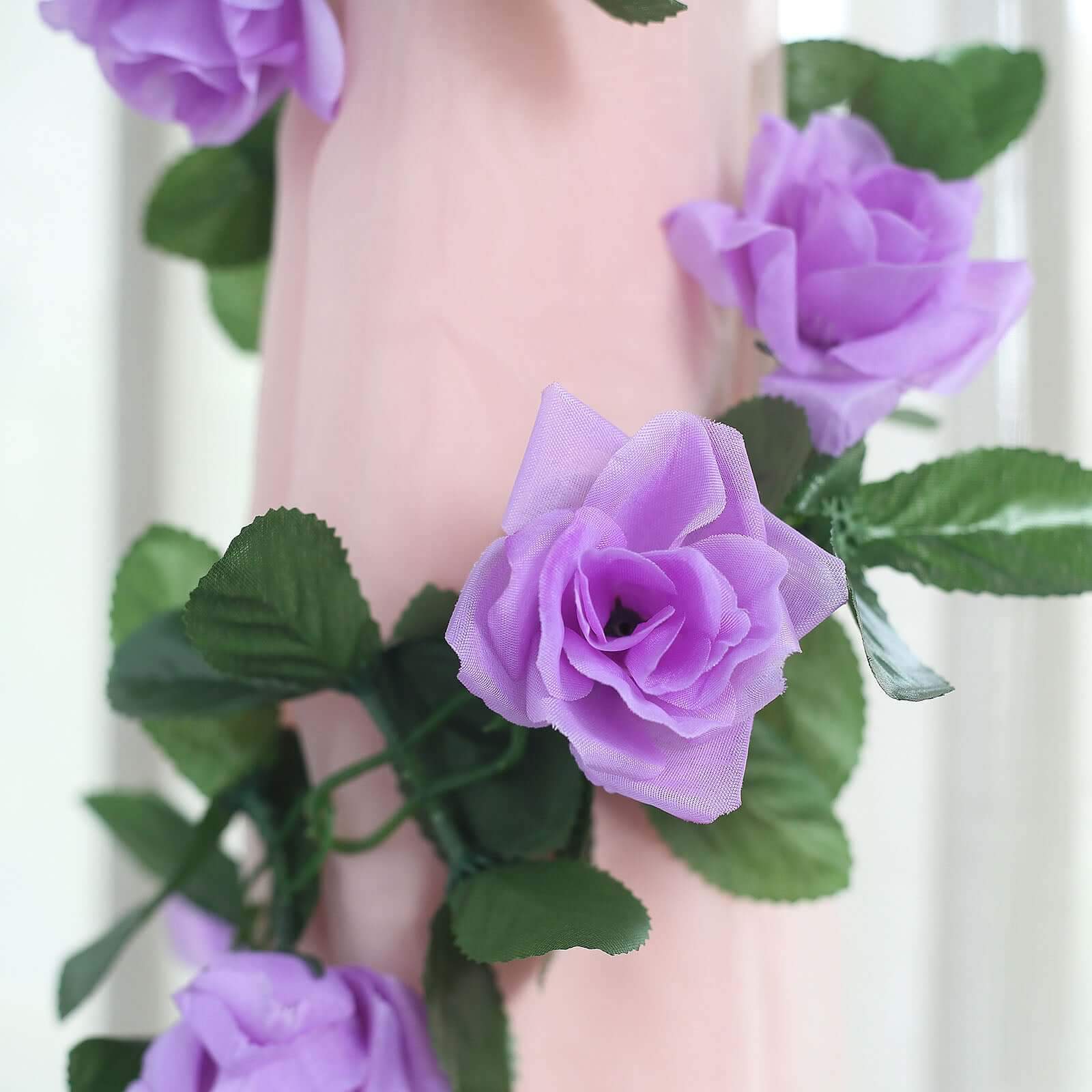 6ft Lavender Lilac Artificial Silk Rose Garland UV Protected Flower Chain - Linen Luxes