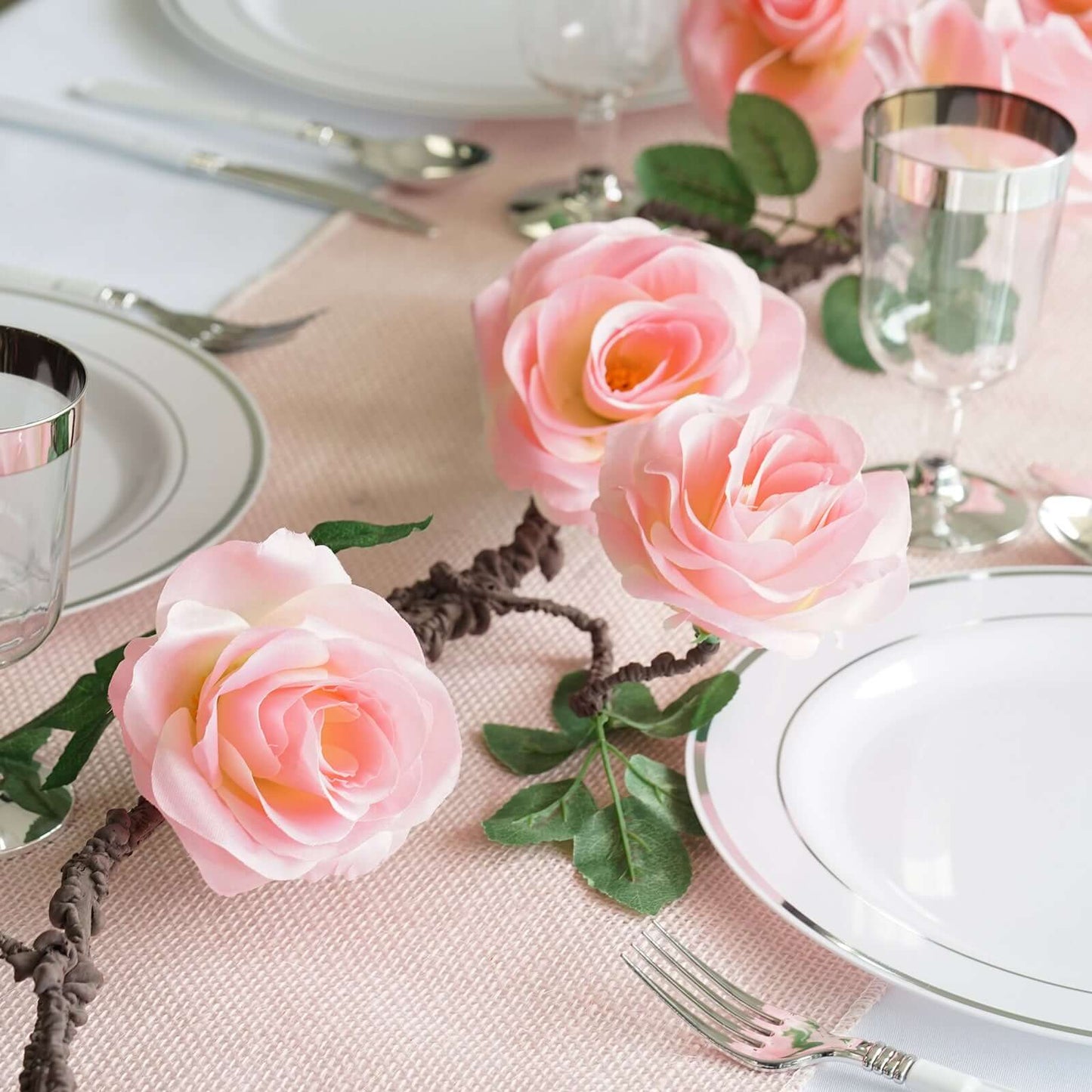 6ft Pink Artificial Silk Rose Hanging Flower Garland, Faux Vine - Linen Luxes