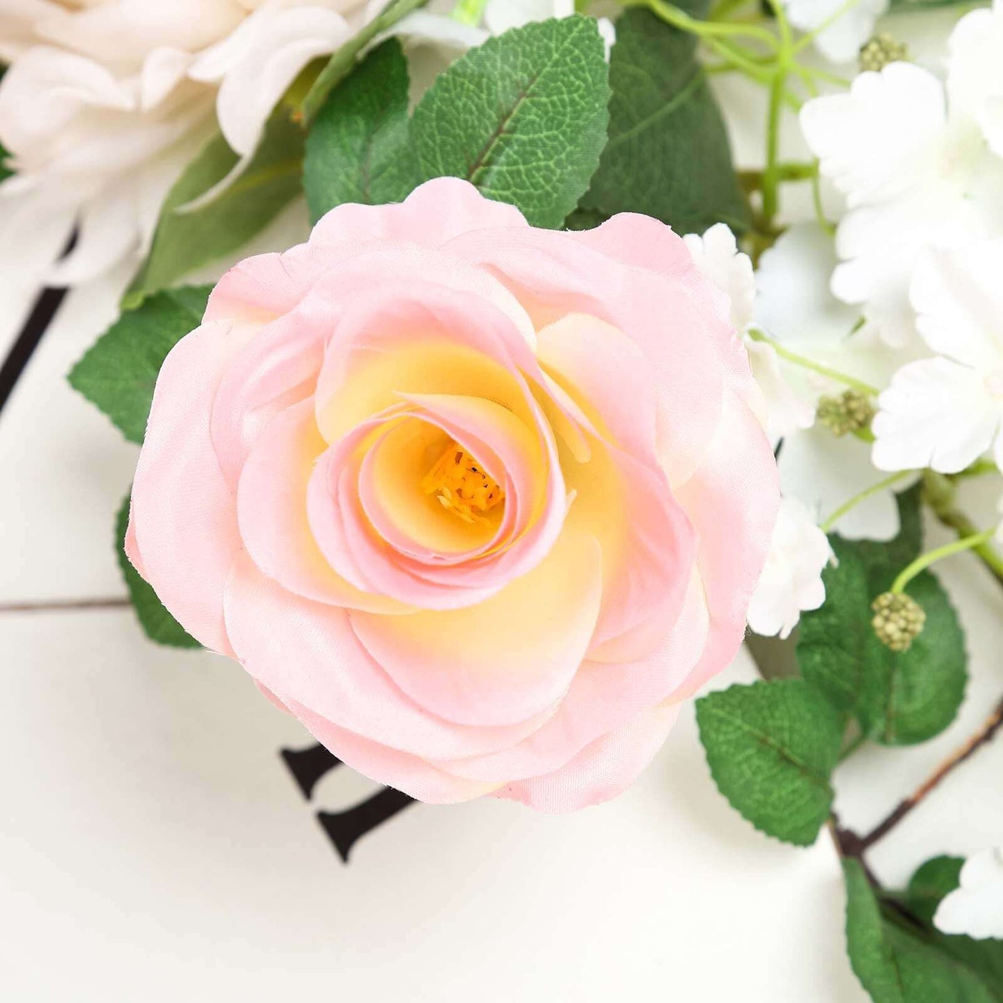 6ft Pink Artificial Silk Rose Hanging Flower Garland, Faux Vine - Linen Luxes