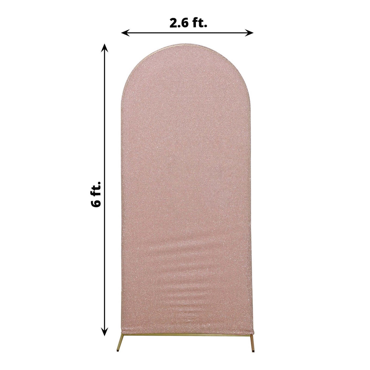 6ft Rose Gold Shimmer Tinsel Spandex Chiara Backdrop Stand Cover For Fitted Round Top Wedding Arch