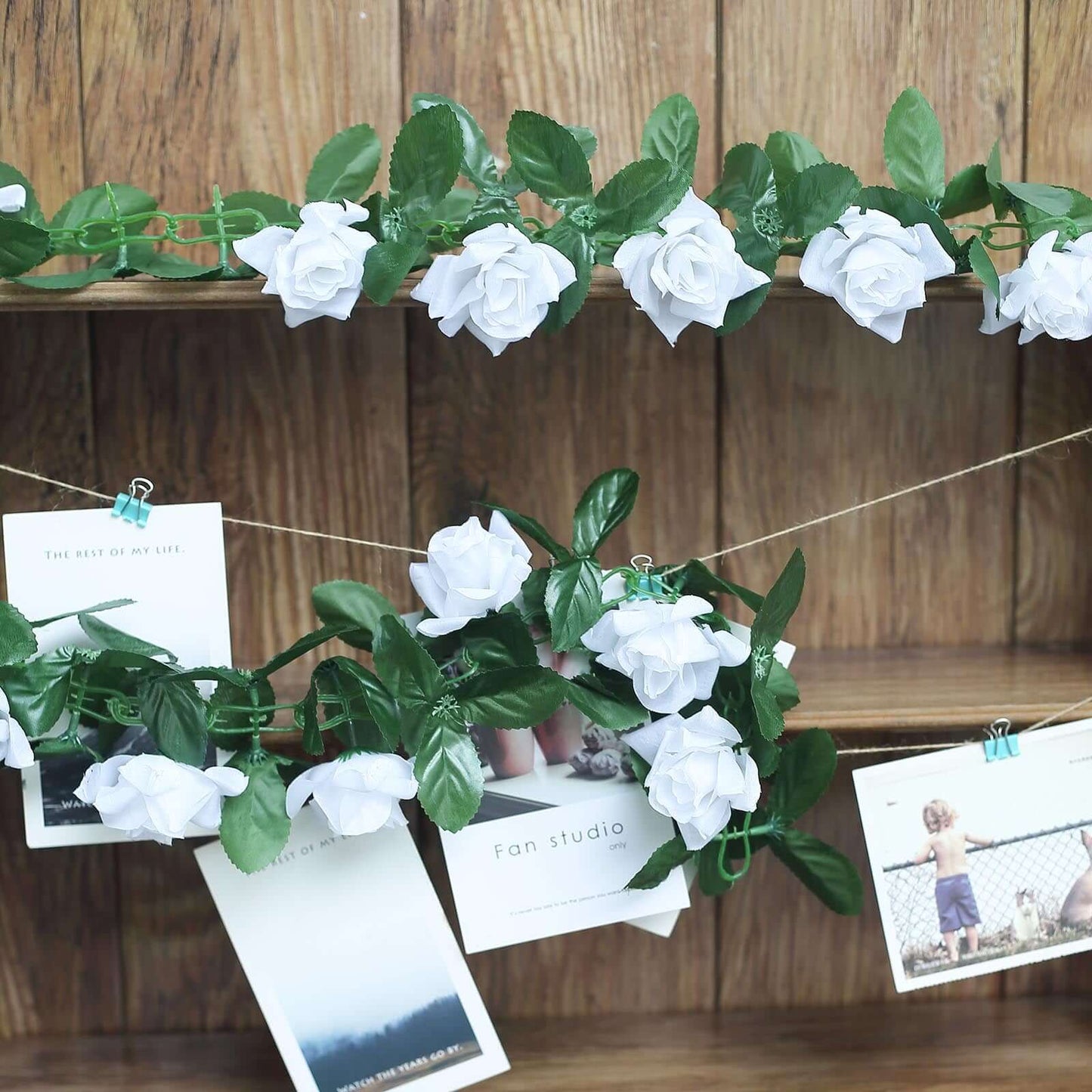 6ft White Artificial Silk Rose Garland UV Protected Flower Chain - Linen Luxes