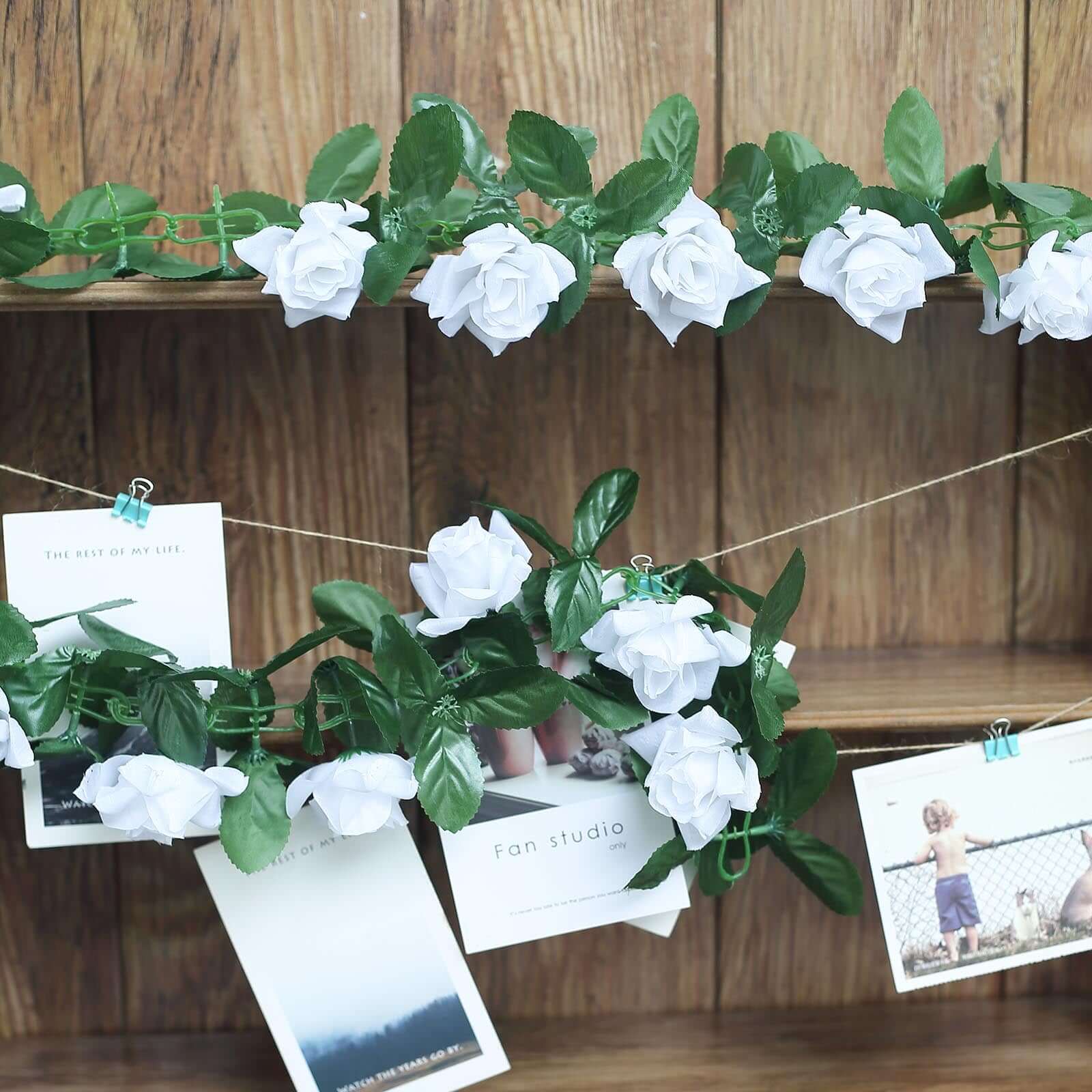 6ft White Artificial Silk Rose Garland UV Protected Flower Chain - Linen Luxes