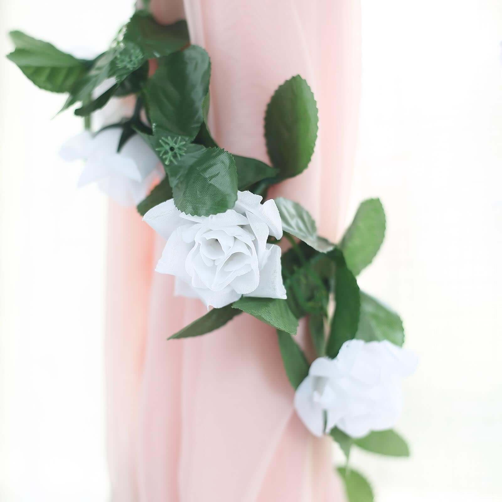 6ft White Artificial Silk Rose Garland UV Protected Flower Chain - Linen Luxes