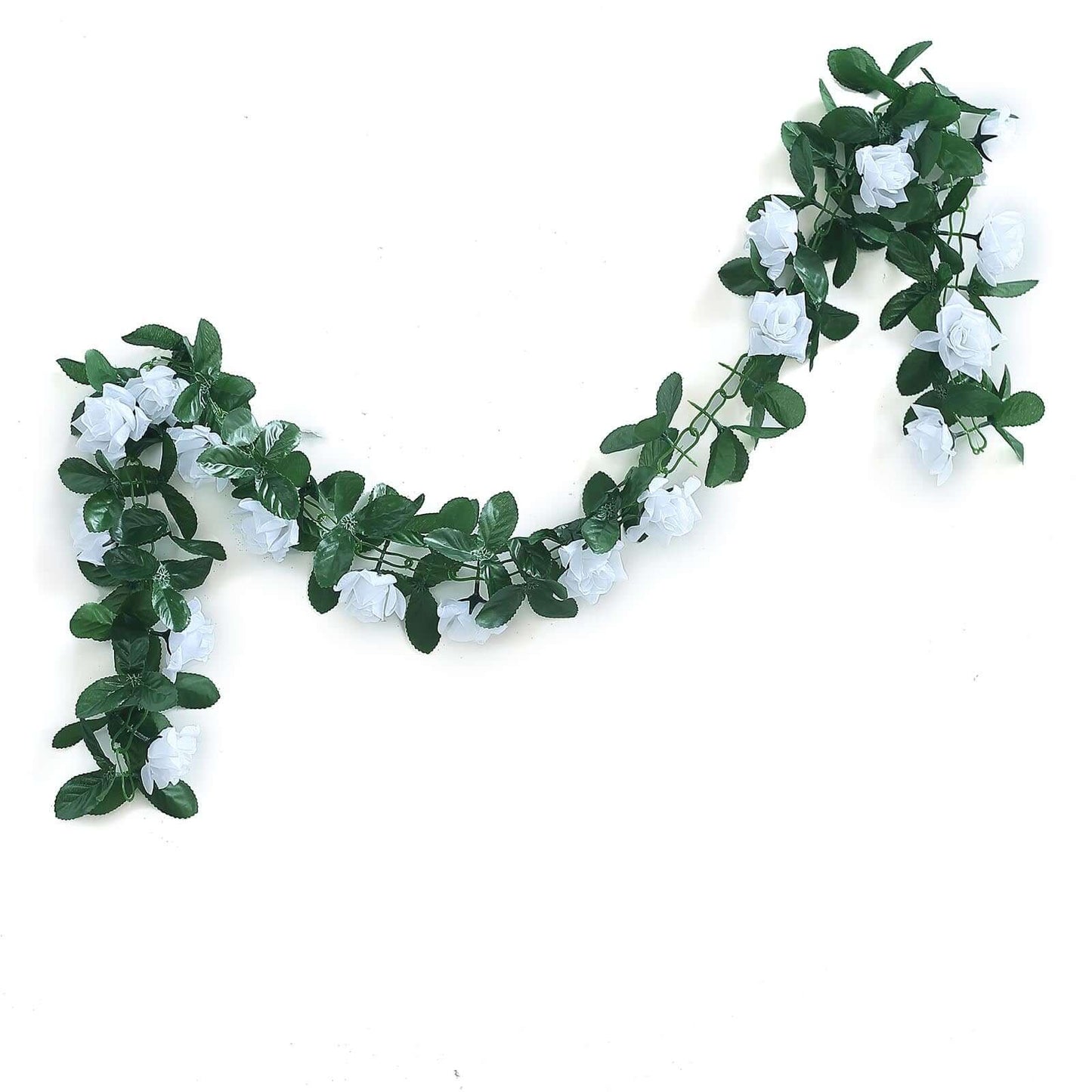 6ft White Artificial Silk Rose Garland UV Protected Flower Chain - Linen Luxes