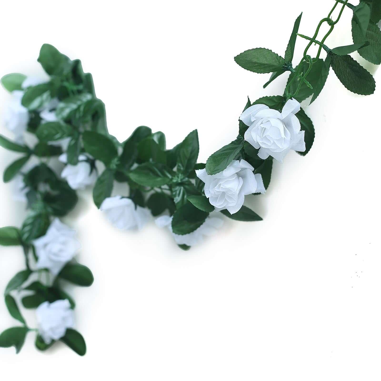 6ft White Artificial Silk Rose Garland UV Protected Flower Chain - Linen Luxes