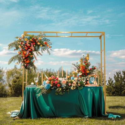 6ftx6ft Gold Square Arbor - Freestanding 6' High Over the Table Stand, Backdrop Stand with Double Frame for Floral Balloon DÃ©cor