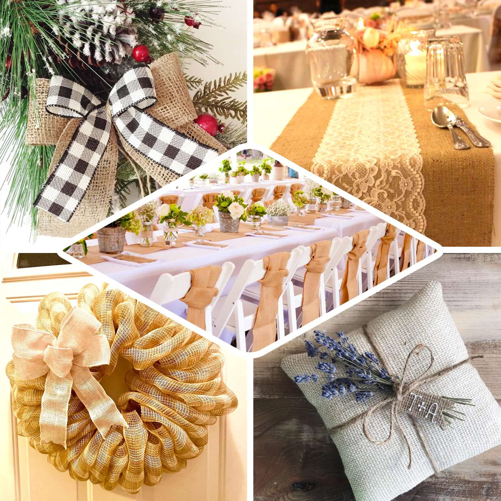 6"x10 Yards White Polyester Burlap Fabric Roll - Linen Luxes