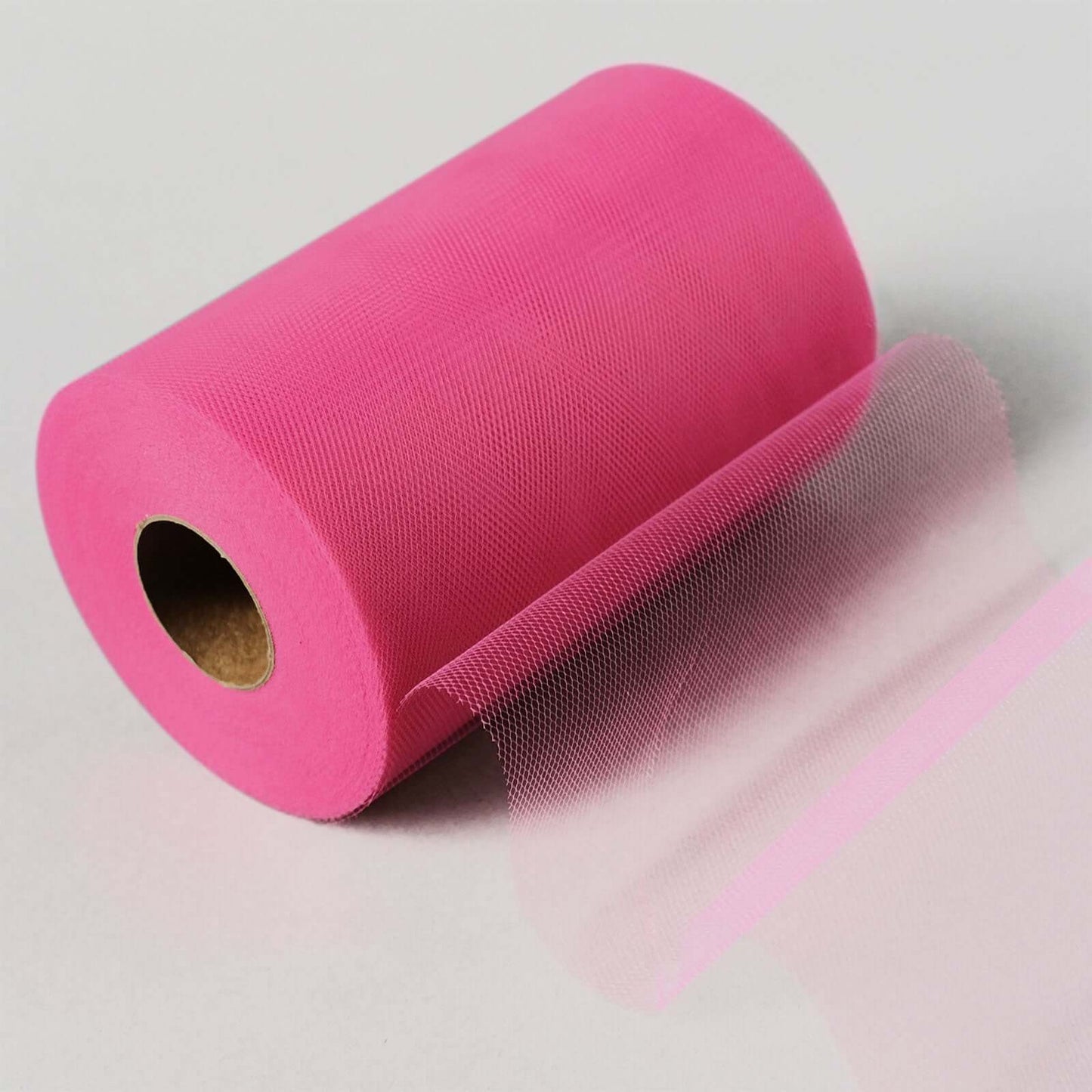 6"x100 Yards Fuchsia Tulle Fabric Bolt, Sheer Fabric Spool Roll For Crafts - Linen Luxes