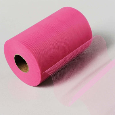 6"x100 Yards Fuchsia Tulle Fabric Bolt, Sheer Fabric Spool Roll For Crafts - Linen Luxes