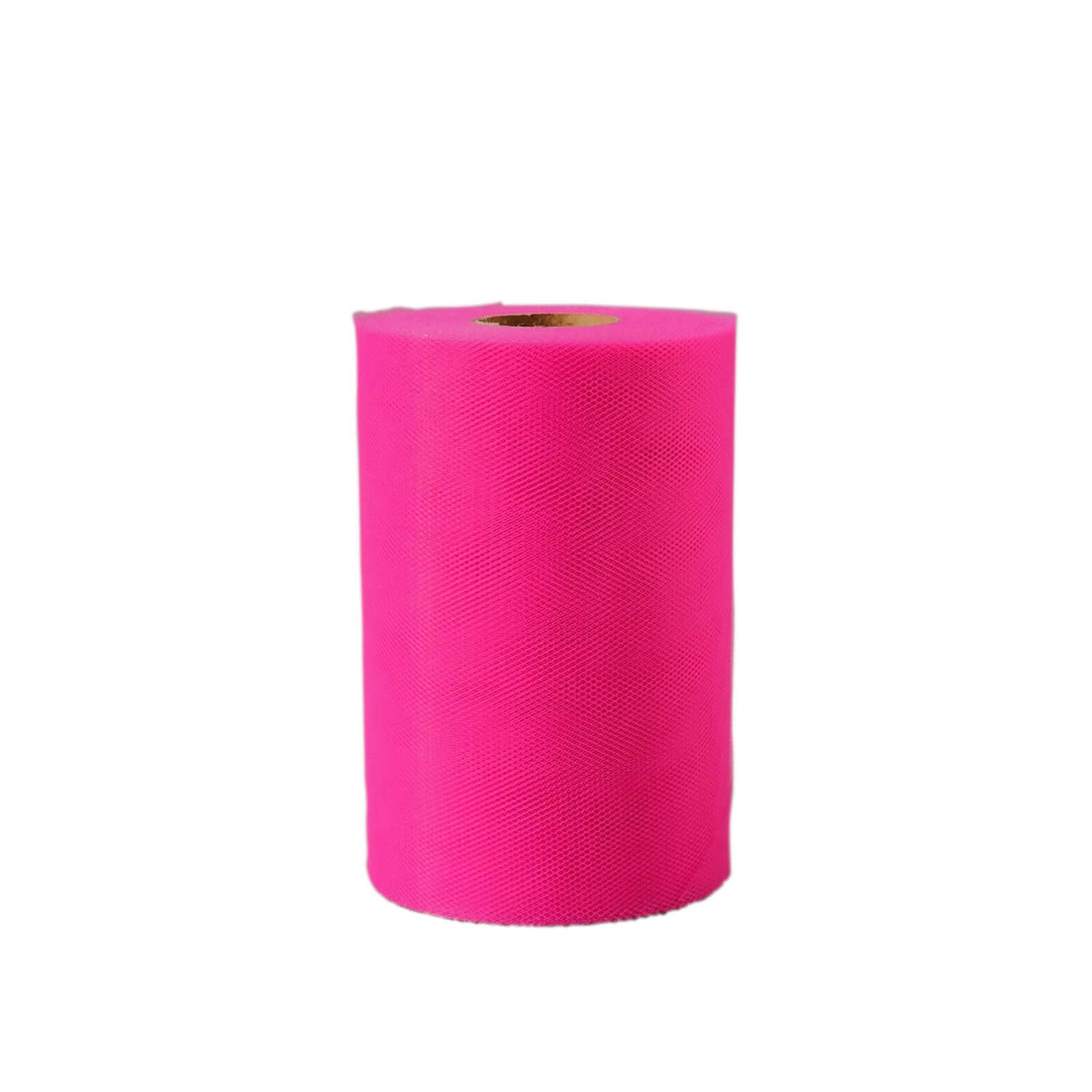 6"x100 Yards Fuchsia Tulle Fabric Bolt, Sheer Fabric Spool Roll For Crafts - Linen Luxes
