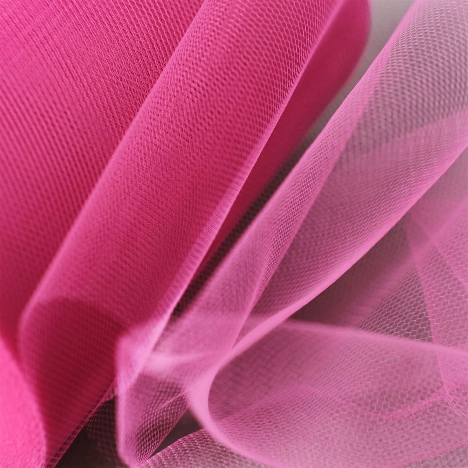 6"x100 Yards Fuchsia Tulle Fabric Bolt, Sheer Fabric Spool Roll For Crafts - Linen Luxes