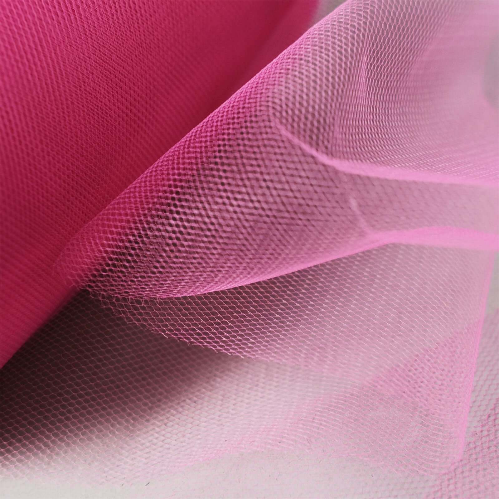 6"x100 Yards Fuchsia Tulle Fabric Bolt, Sheer Fabric Spool Roll For Crafts - Linen Luxes