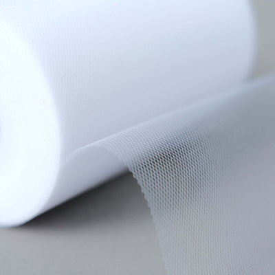 6"x100 Yards White Tulle Fabric Bolt, Sheer Fabric Spool Roll For Crafts - Linen Luxes