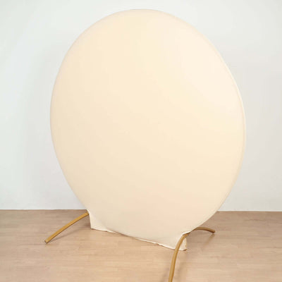 7.5ft Matte Beige Round Spandex Fit Party Backdrop Stand Cover