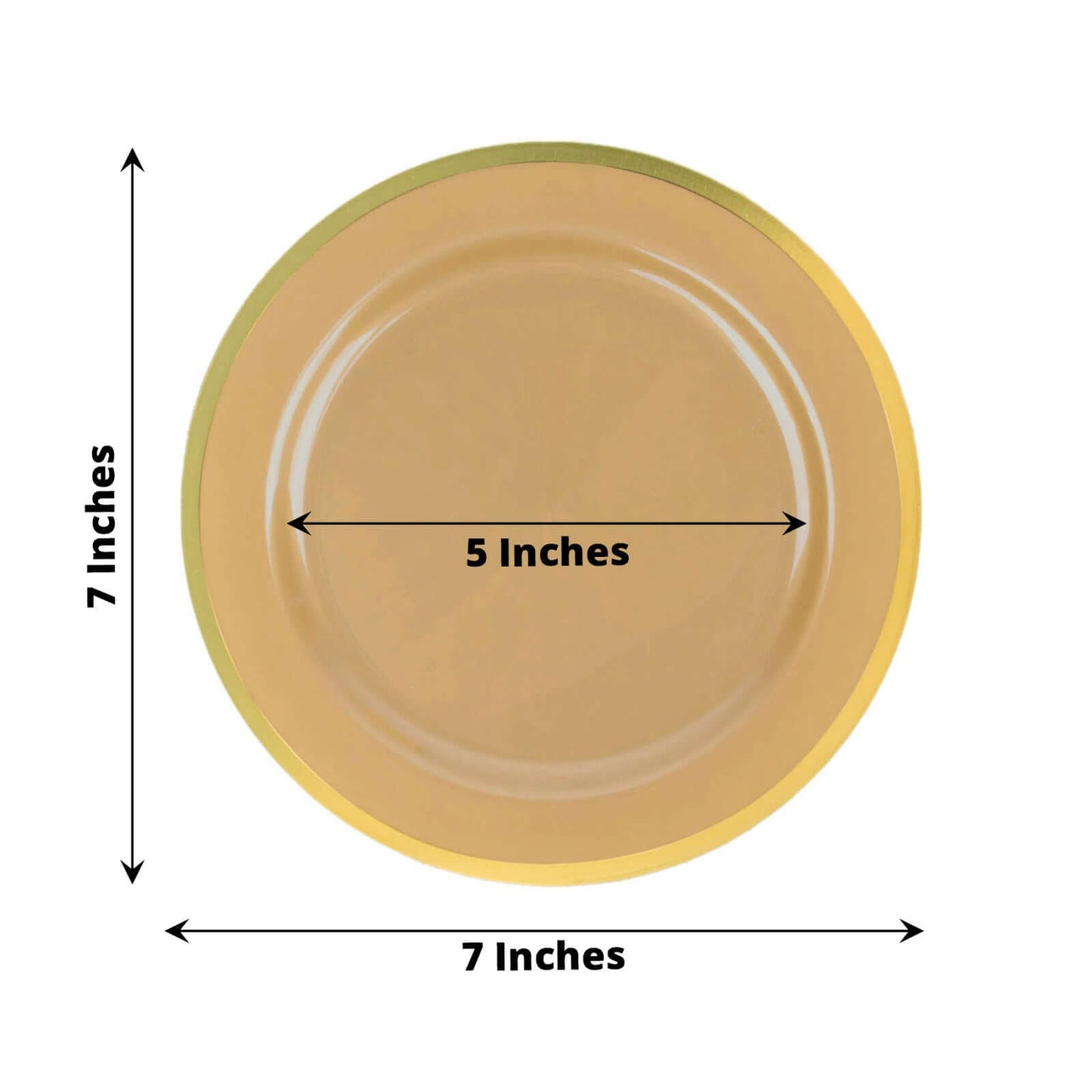 10-Pack Plastic 7" Round Appetizer Plates in Gold - Sleek Disposable Salad Plates for Banquets & Special Occasions