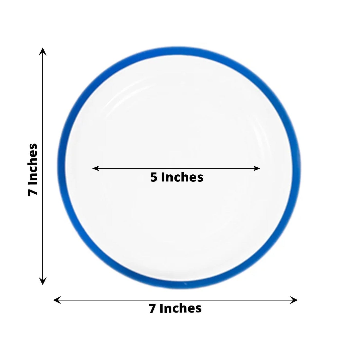 10-Pack Plastic 7" Round Appetizer Plates in Clear with Blue Rim - Sleek Disposable Salad Plates for Banquets & Special Occasions