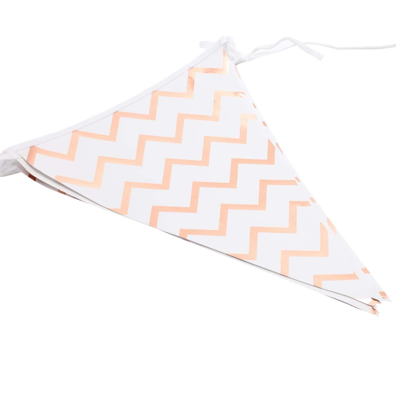 7.5ft Rose Gold Chevron Print Triangle Pennant Flag Party Banner - Clearance SALE - Linen Luxes
