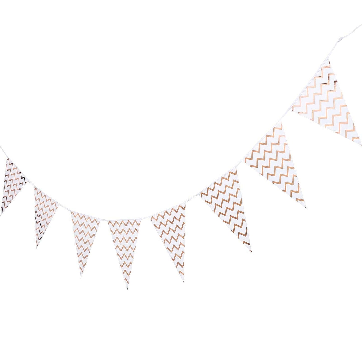 7.5ft Rose Gold Chevron Print Triangle Pennant Flag Party Banner - Clearance SALE - Linen Luxes