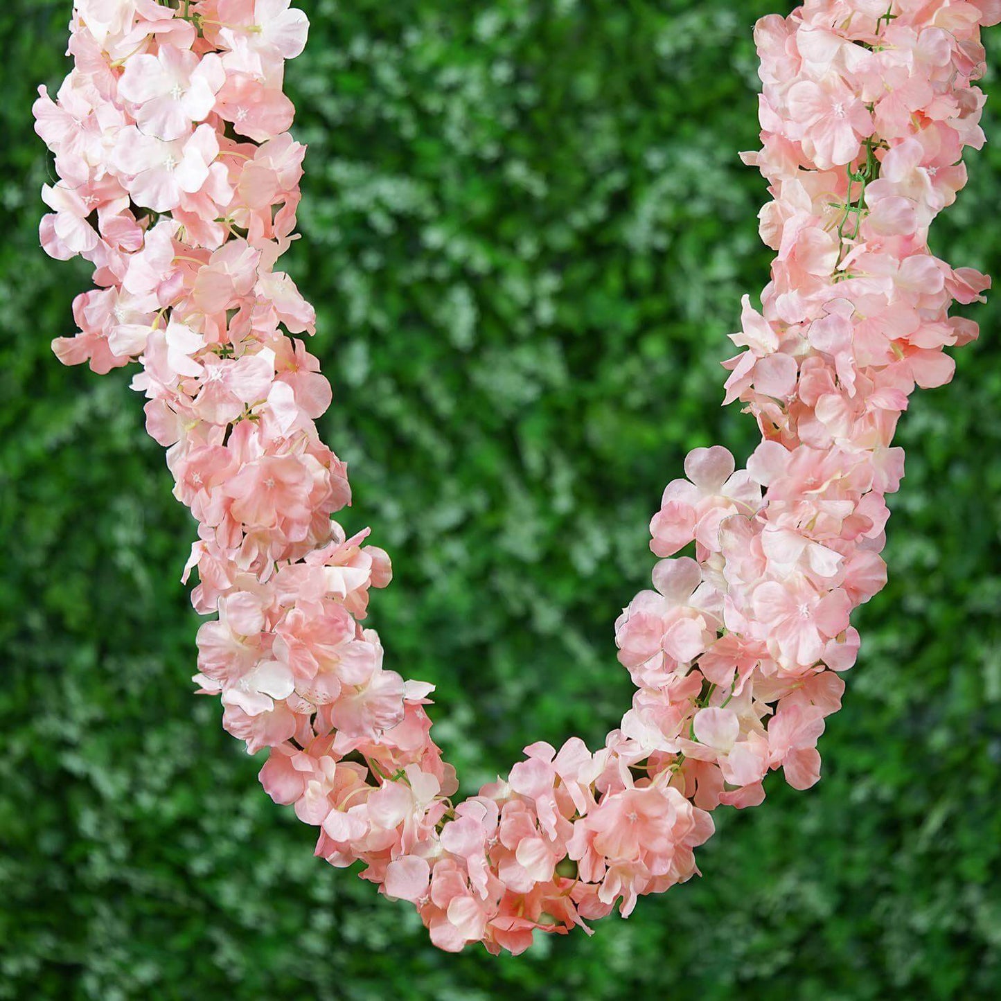 7ft Blush Artificial Silk Hydrangea Hanging Flower Garland Vine - Linen Luxes