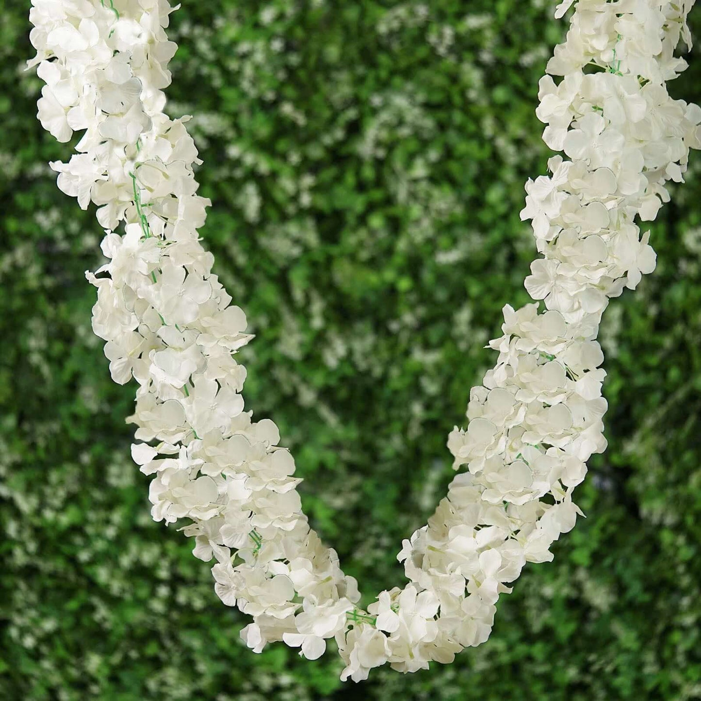 7ft Cream Artificial Silk Hydrangea Hanging Flower Garland Vine - Linen Luxes