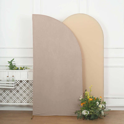 7ft Matte Nude Spandex Half Moon Chiara Backdrop Stand Cover, Custom Fitted Wedding Arch Cover
