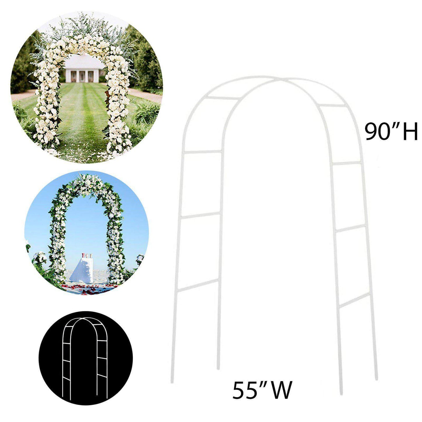 7ft Metal Wedding Arch, Flower Frame Arbor Backdrop Stand - Linen Luxes