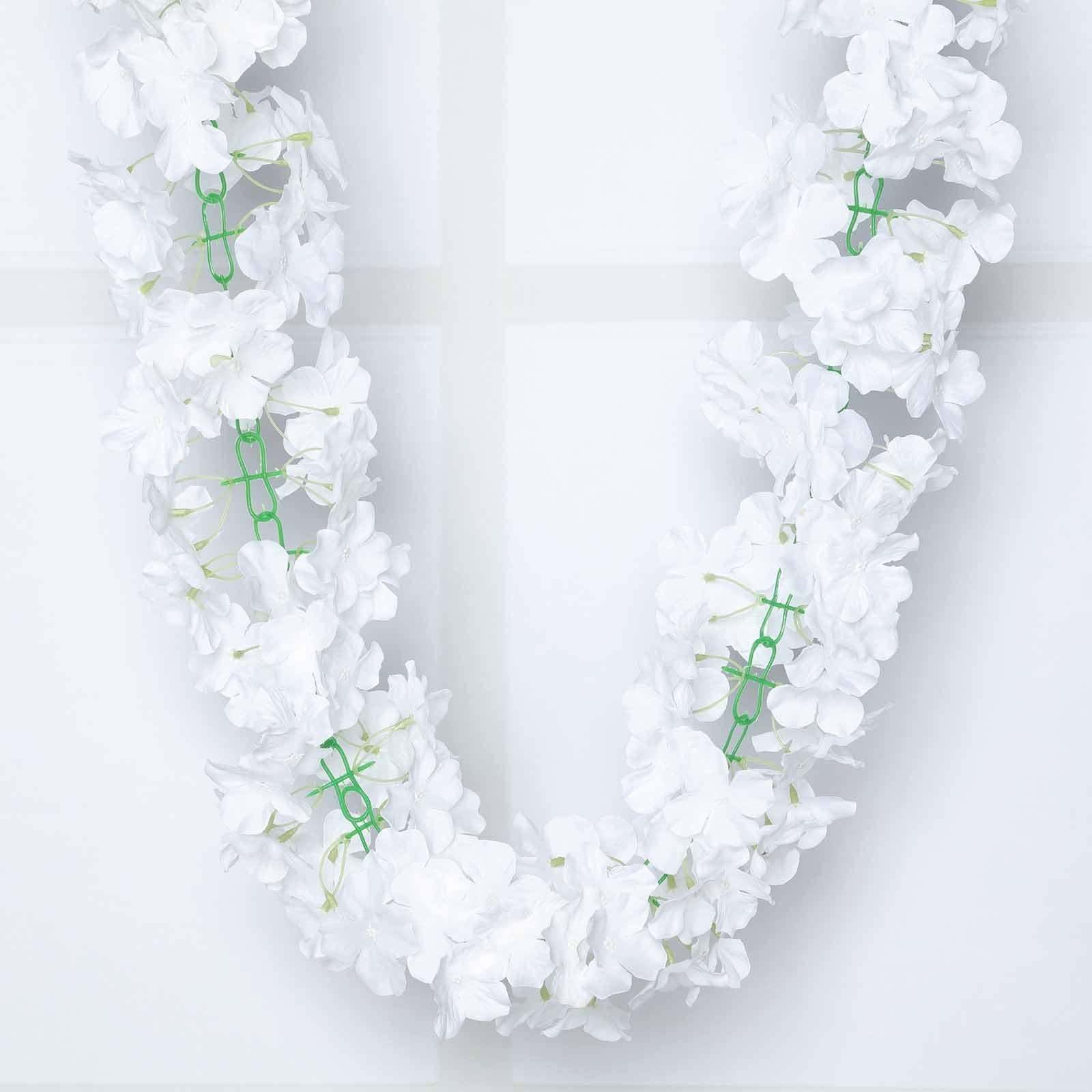7ft White Artificial Silk Hydrangea Hanging Flower Garland Vine - Linen Luxes