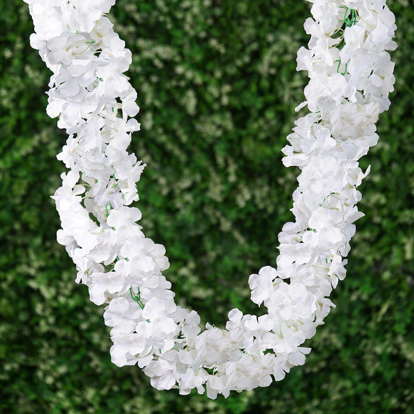 7ft White Artificial Silk Hydrangea Hanging Flower Garland Vine - Linen Luxes