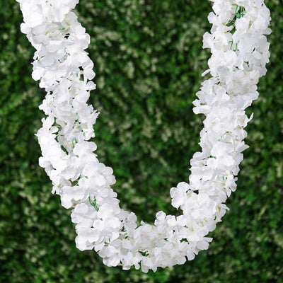 7ft White Artificial Silk Hydrangea Hanging Flower Garland Vine - Linen Luxes