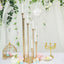 8 Arm Cluster Taper Candle Holder Gold - Stunning Large Candle Arrangement With Clear Glass Shades for Grand Banquets & Celebrations 42" - Linen Luxes