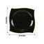 10-Pack Plastic 8" Square Dessert Plates in Black with Gold Wavy Rim Modern - Disposable Salad Appetizer Party Plates