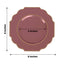 10-Pack Plastic Dessert Appetizer Plates in Cinnamon Rose Baroque Design with Scalloped Gold Rim - Heavy Duty Disposable Salad Plates 8"
