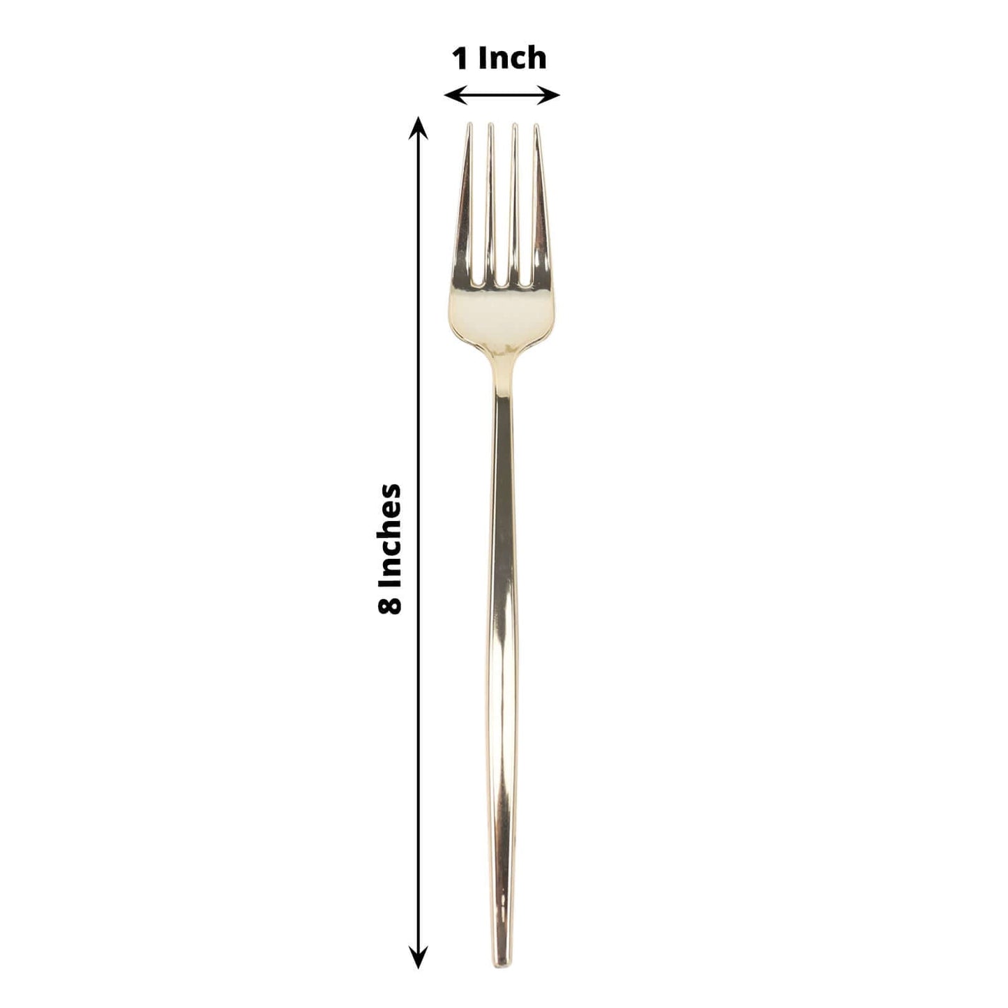 24 Pack 8" Glossy Gold Heavy Duty Plastic Silverware Forks Cutlery, Premium Disposable Sleek Flatware