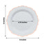 10-Pack Plastic 8" Round Dessert Plates in White with Rose Gold Scalloped Rim - Disposable Appetizer/Salad Plates