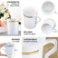 8 - Pack Plastic Coffee Mugs White with Gold Stripes - Sturdy Disposable Cups for Coffee and Tea 8oz 4" - Linen Luxes