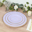 25-Pack Paper 8" Round Dessert Plates in Lavender Lilac Sunray Design with Gold Rim - Disposable Heavy Duty 350GSM Appetizer Salad Plates