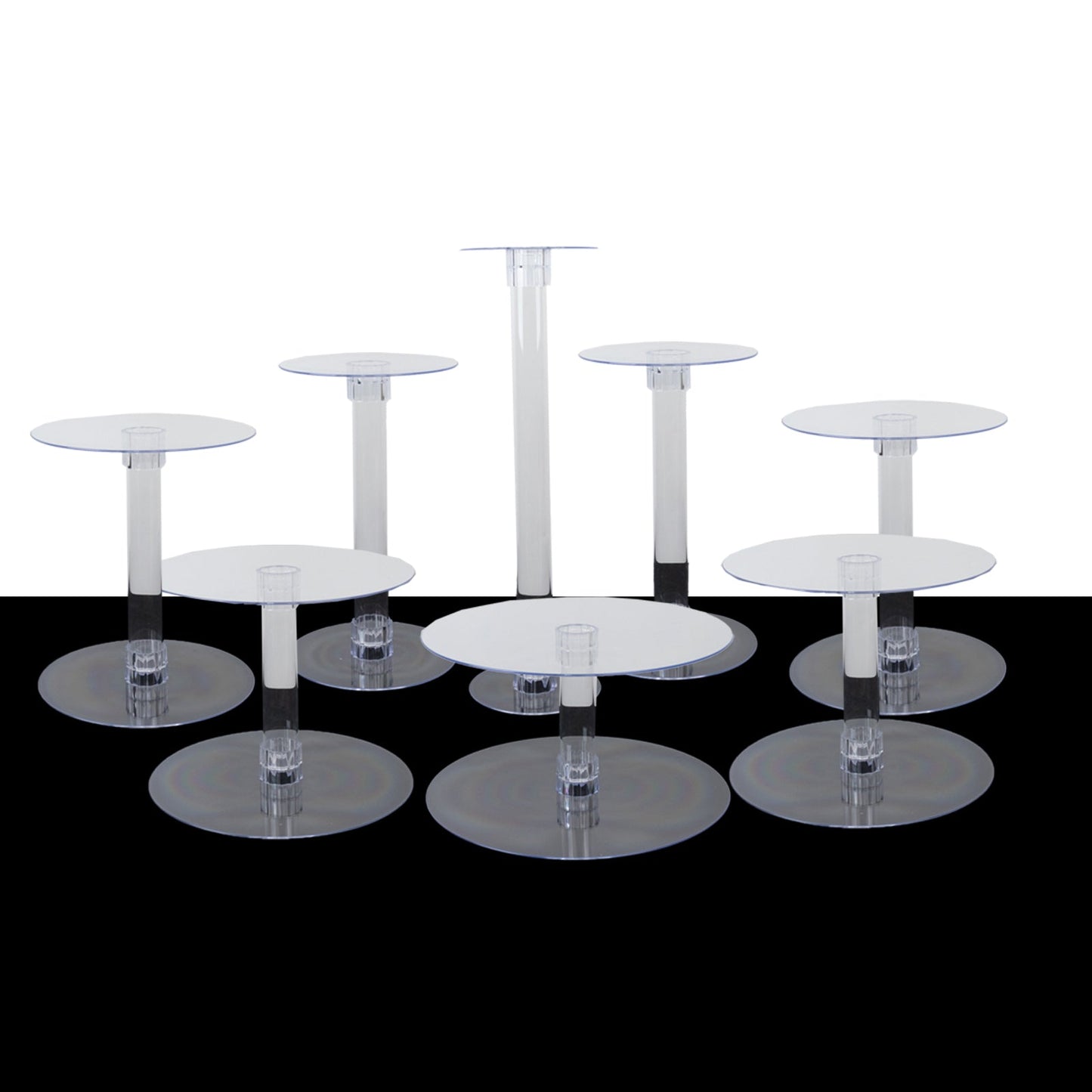 8 - Tier Acrylic Cake Stand Set Clear - Assorted Sizes for Buffet Party Tables - Linen Luxes