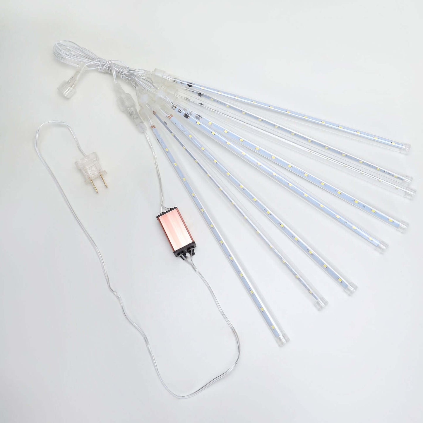 8 Tubes LED Hanging String Lights Icicle Design Clear - Waterproof Snowfall Effect 12" - Linen Luxes