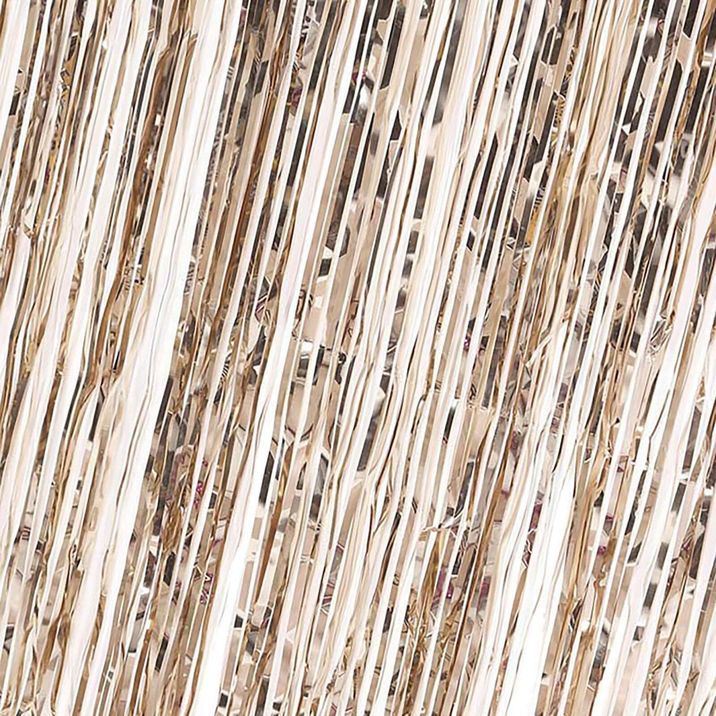 8ft Champagne Metallic Tinsel Foil Fringe Doorway Curtain Party Backdrop - Linen Luxes