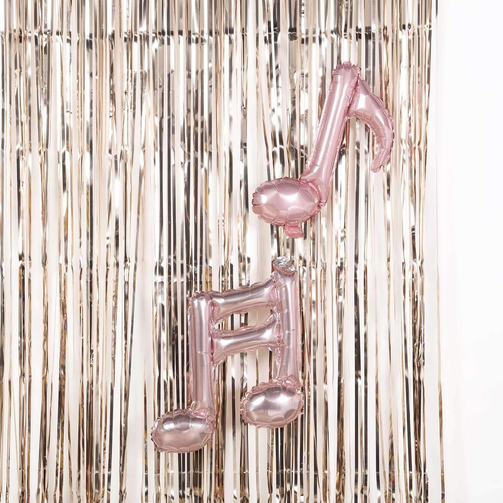 8ft Champagne Metallic Tinsel Foil Fringe Doorway Curtain Party Backdrop - Linen Luxes