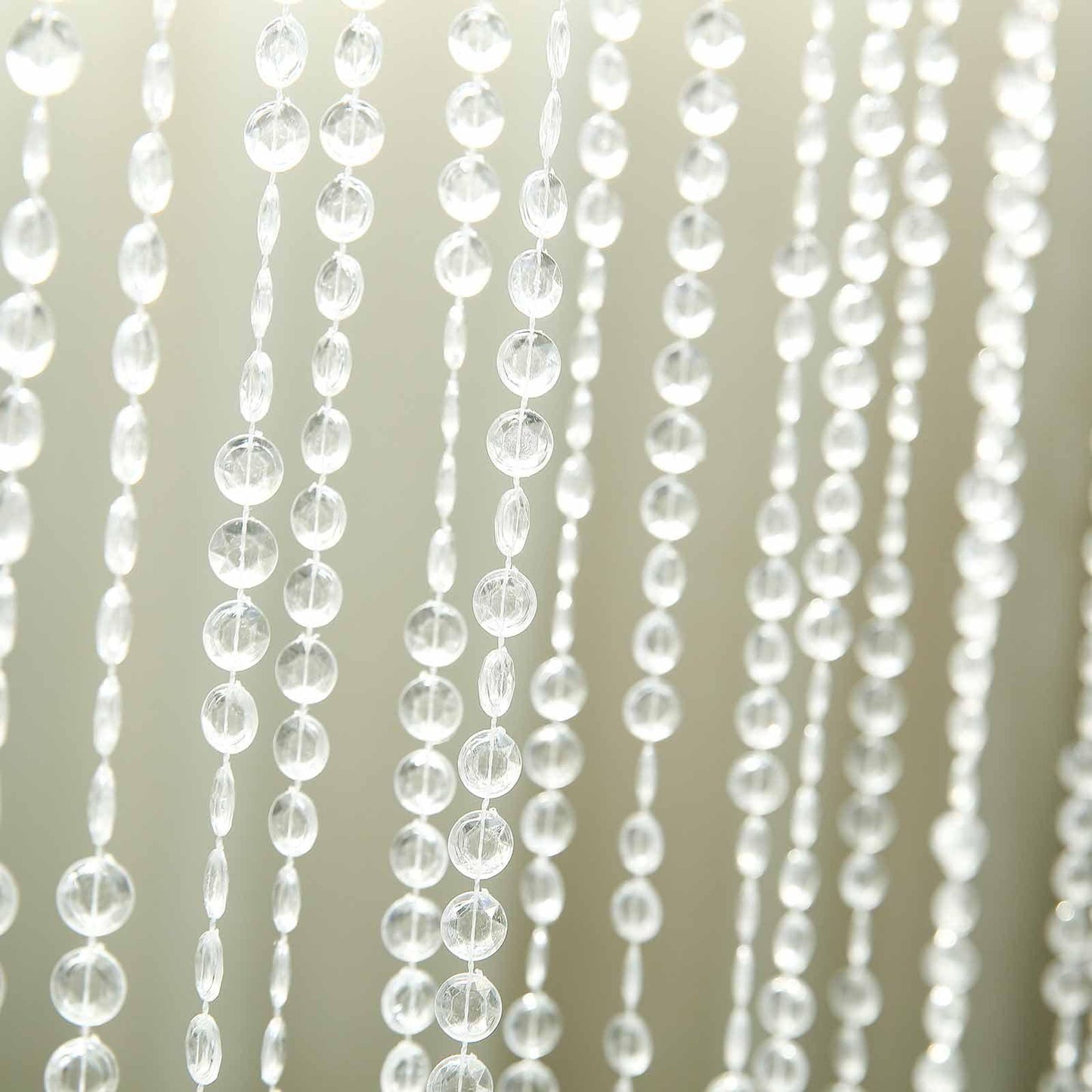 8ft Crystal Diamond Beaded Curtain with Plastic Rod and Adjustable Hooks - Linen Luxes