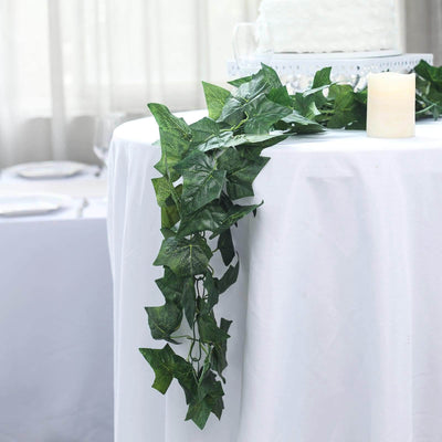 8ft Dark Green UV Protected Artificial Silk Ivy Leaf Garland Vine, Outdoor Indoor - Linen Luxes