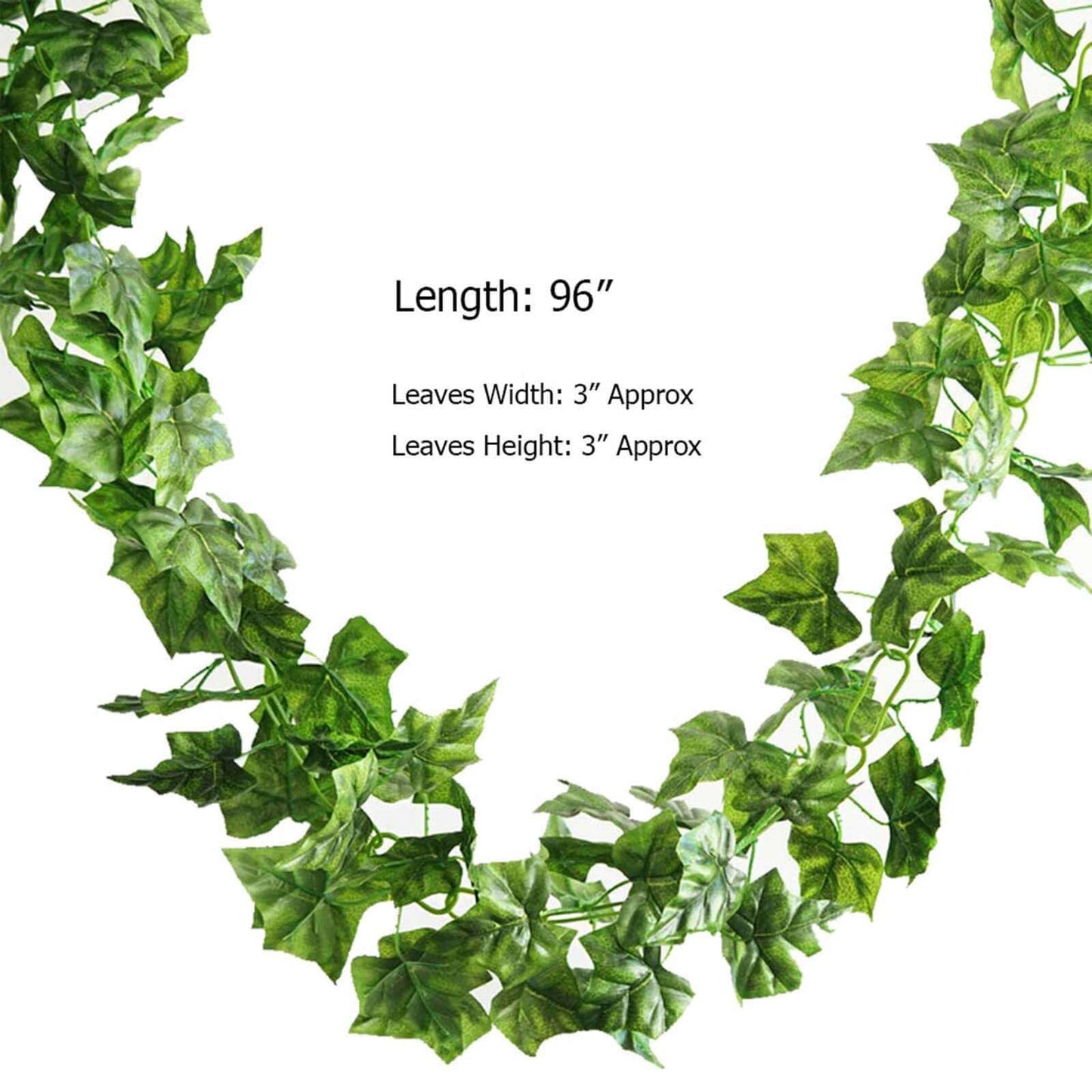 8ft Dark Green UV Protected Artificial Silk Ivy Leaf Garland Vine, Outdoor Indoor - Linen Luxes